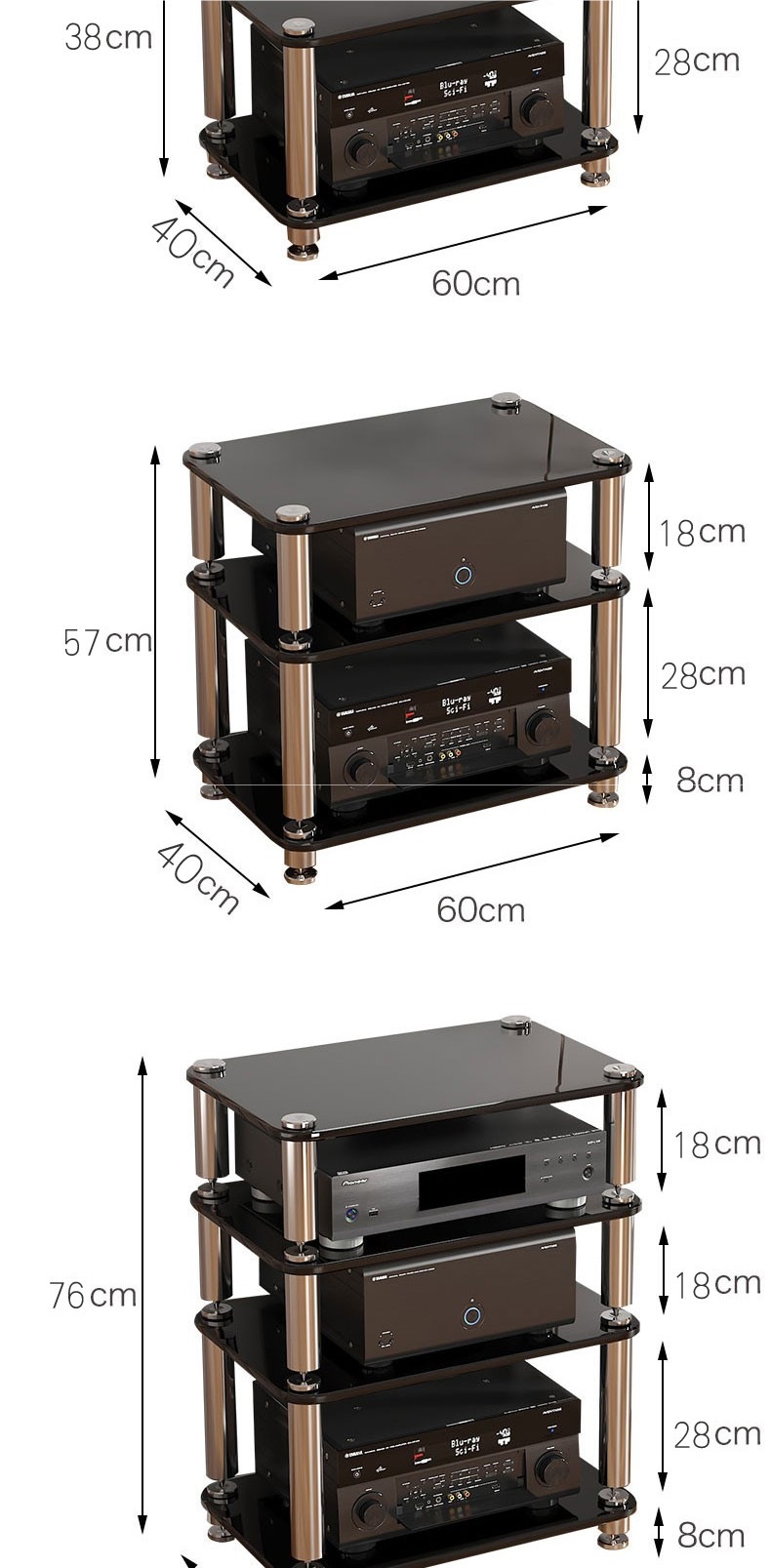 Tempered Glass Audio Hifi Amplifier Cabinet, Shock-Absorbing Cabinet, Foot Nail Stand, Amplifier Stand, Audio-Visual Equipment Cabinet, Ktv Tv Cabinet