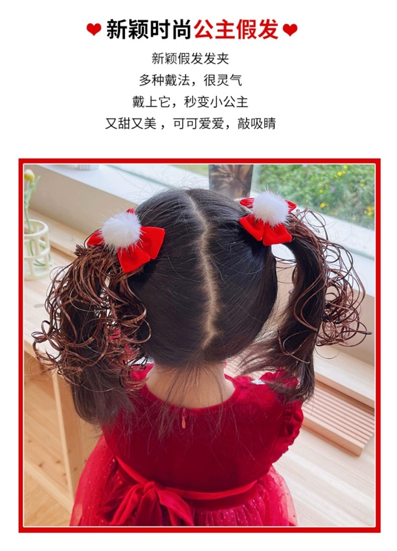 Red bow wig hair clip