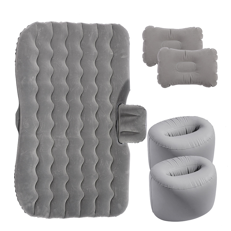 Vehicle-mounted inflatable bed: Qìchē Air Bed Car - wave-pattern-double-support-flocking-gray