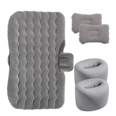 Vehicle-mounted inflatable bed: seat inflatable cushion sleeping cushion car - wavy-double-support-flocking-gray