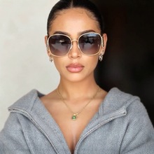 T1449个性金属镶钻弯腿造型墨镜女欧美节日派对穿搭太阳镜