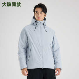 连帽棉服男士秋冬新款户外山系机能纯色防风防泼水轻量化保暖外套