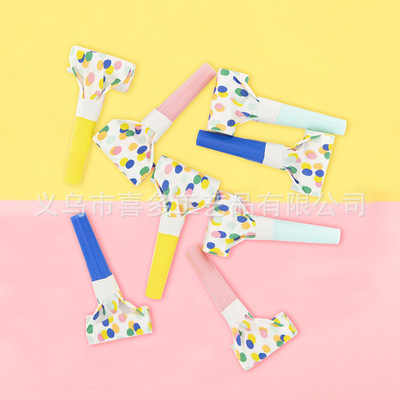 彩色圆点吹龙卷口哨喇叭成人聚会生日派对儿童玩具活动助威|ms