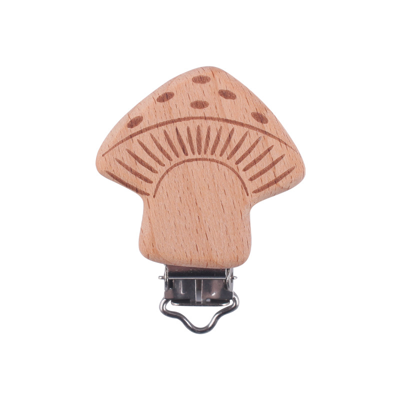 Suministros para bebés clip de chupete de haya clip de chupete animal de dibujos animados bebé calmante clip de madera de protección de seguridad de haya
