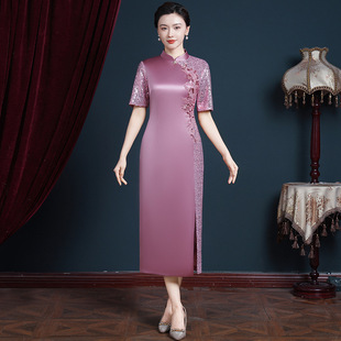 Noble Mother-In-Law Wedding Banquet Outfit, Improved Cheongsam Dress, Summer New Style, Young Mother Dress, Can Be Worn as a Formal Dress