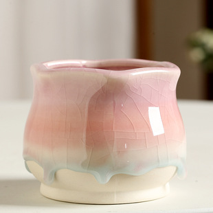 Meat gradient ceramic crack rainbow ice breathable flowerpot clearance flow glaze multi creative simple special personality