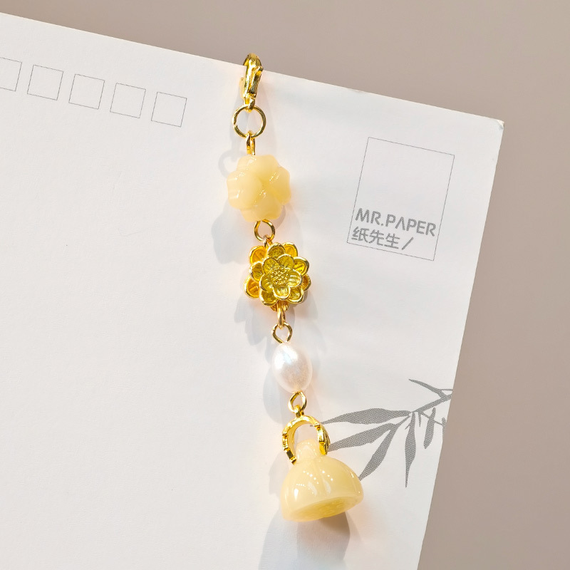 国民スタイル合金竹フレッシュピンクフラワーペンダント中国ベルペンダント古代スタイルチャイナ韓服衣類アクセサリー