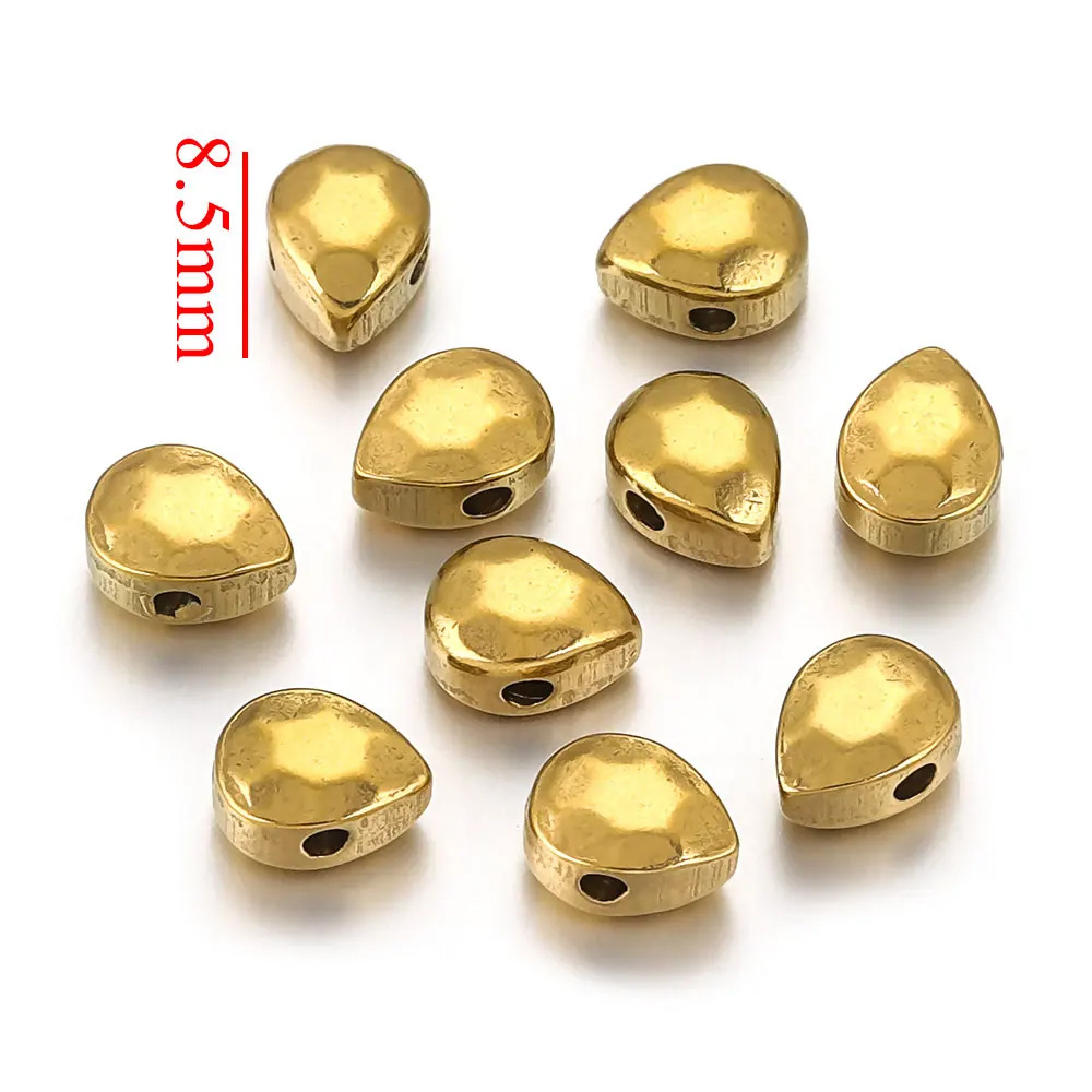Acero inoxidable oval gota cuentas curvadas perlas de vacío chapado en oro espaciador perlas de posicionamiento bricolaje accesorios de la joyería perlas