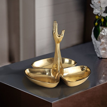 米洛思维美式全铜装饰托盘摆件软装高端居家饰品客厅玄关装饰艺术