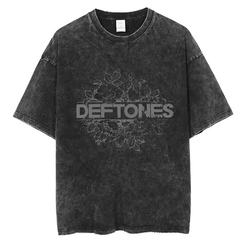New Hip Hop Deftones Washed Short Sleeve Round Neck Y2K T-Shirt Men's Clothing New Tops and Tees Men's t