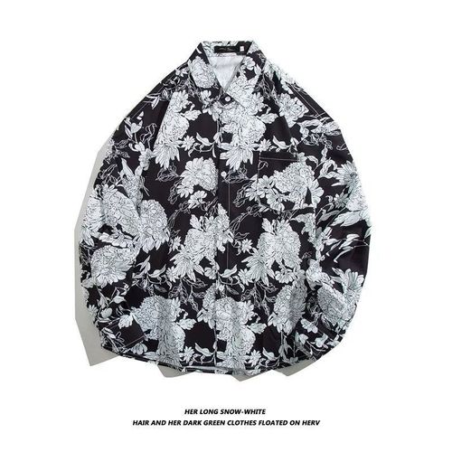 Vintage Oil Painting Flower Shirts for Men and Women, Retro Style, Cool and Relaxed, Versatile and Fashionable Couple's Long-Sleeved Shirt Jacket