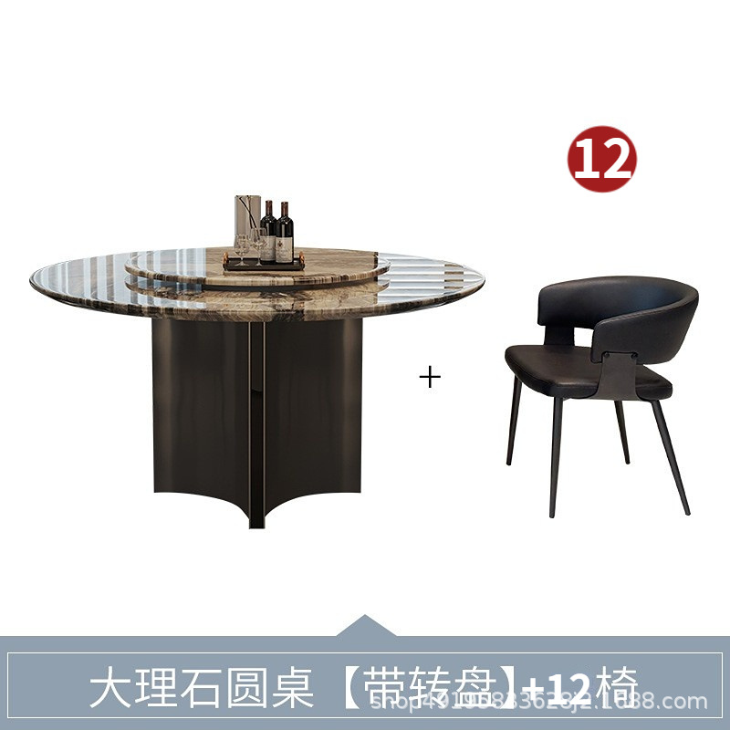 Mesa de Comedor Redonda de Mármol y Acero Inoxidable con Almacenamiento para Restaurante
