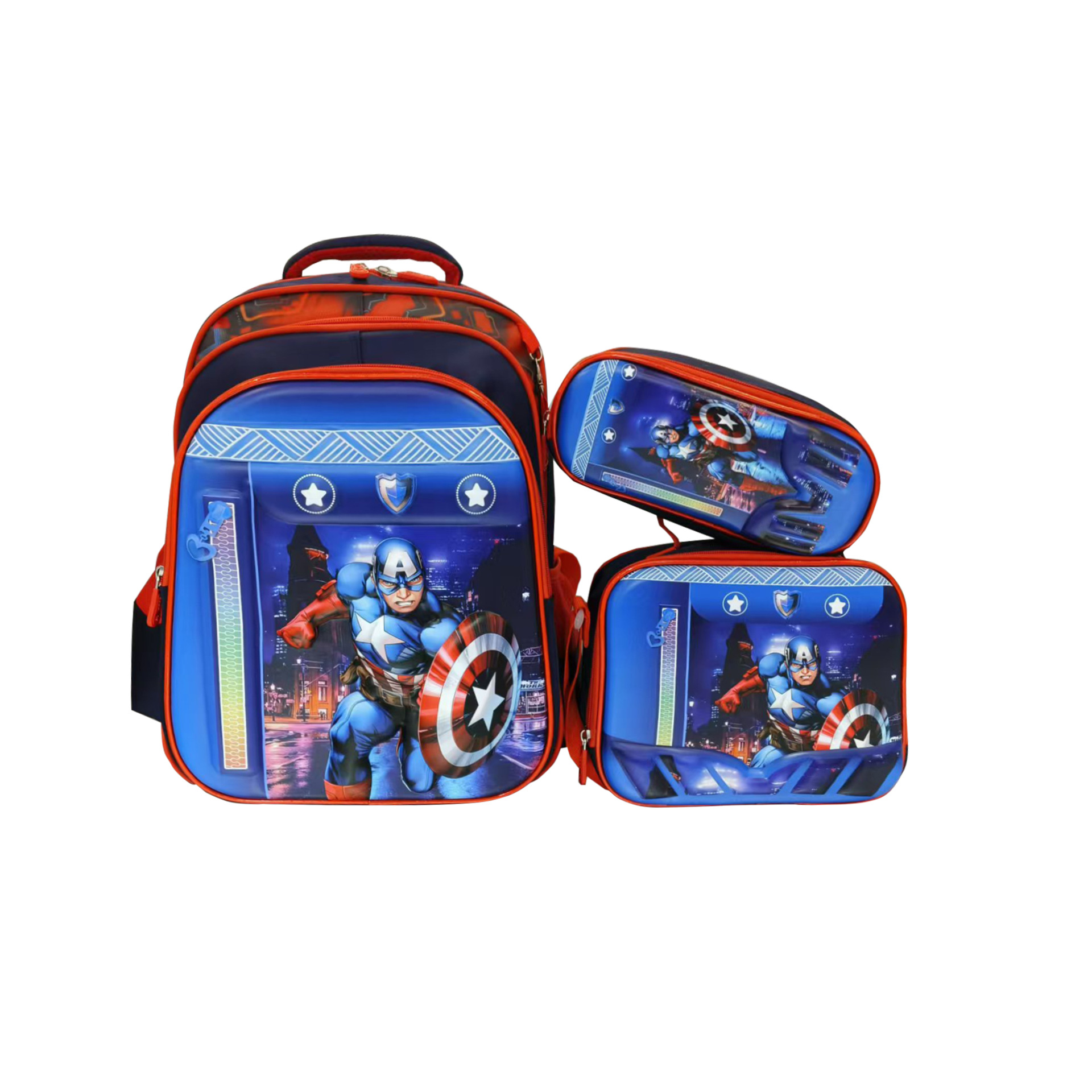 Los estudiantes de la escuela primaria de stock de fábrica pueden empacar mochilas escolares trolley, bolsas de almuerzo, bolsas de lápices, mochilas de dibujos animados lindos para niños de tres piezas