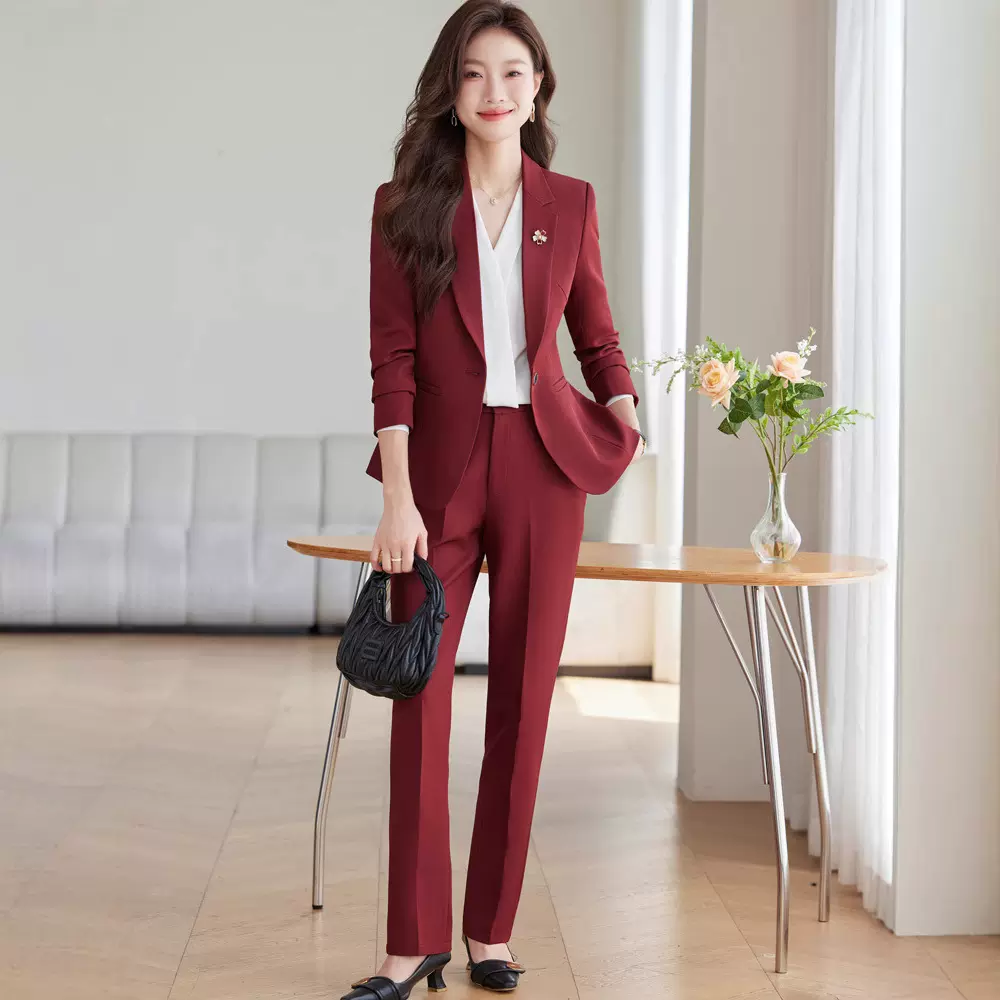 黑色西装套装女2025春秋新款一粒扣正装女西服工作服通勤女职业装