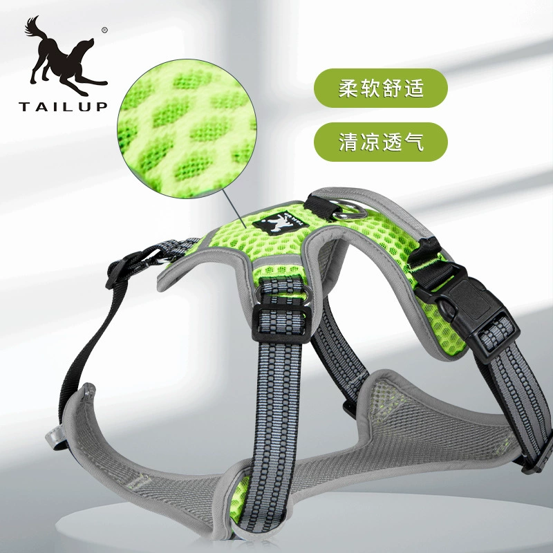 Завод в наличии ПЭТ взрывозащищенный двойной стек нагрудный ремень Летняя Сетка для собак дышащий светоотражающий Тяговый жилет оптом