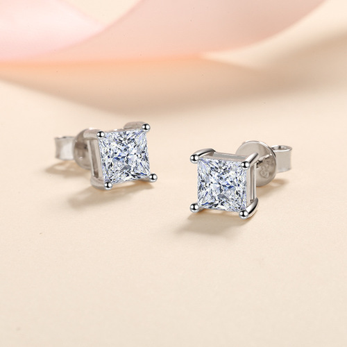 XDY dropshipping special-shaped S925 silver earrings for women square moissanite earrings simulated diamond earrings