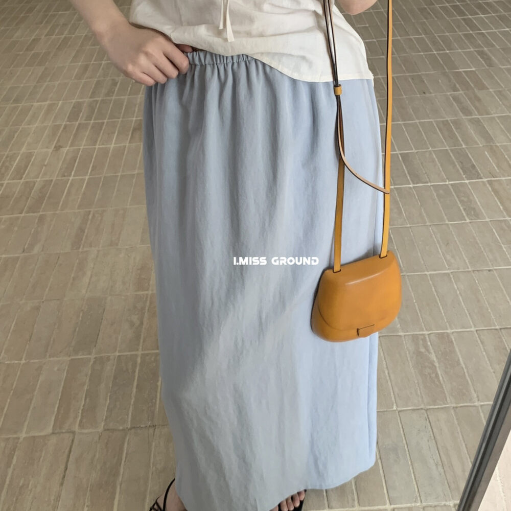 Chân váy dài cạp cao dáng suông chất liệu Tencel phong cách Pháp — màu đen, Xanh da trờicolor, yến mạch