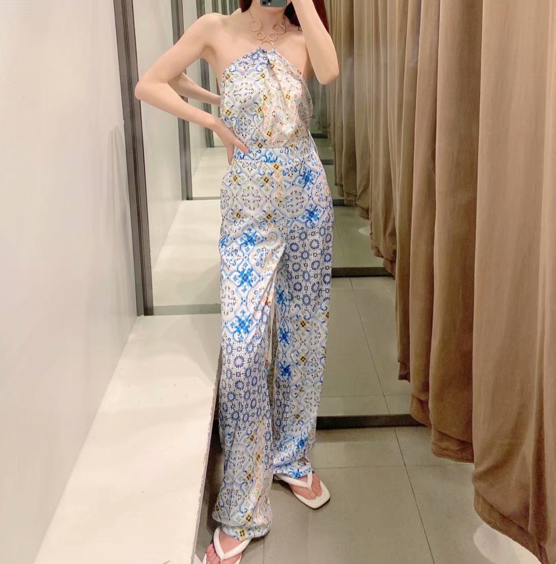 wholesale spring patchwork printed wide-leg pants NSAM55768