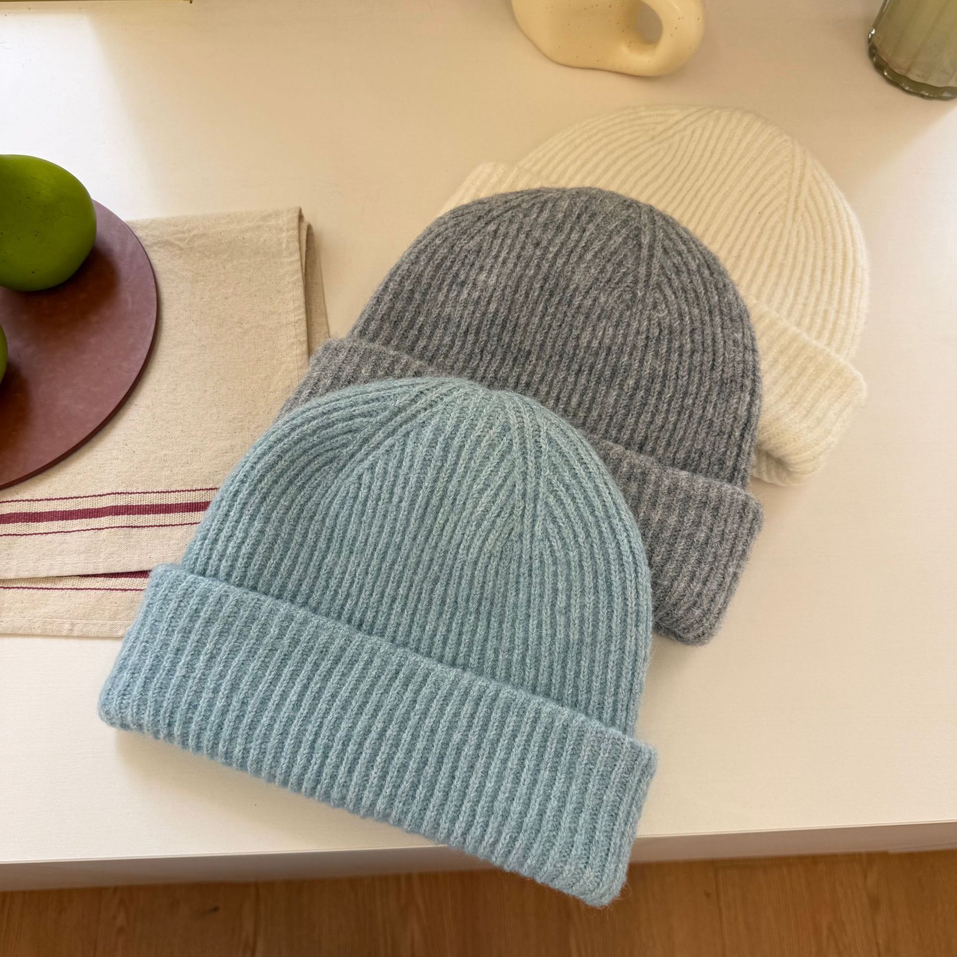 Men's Wool Blend Beanie Hat Warm Winter Knit Cap For Cold Weather_voghion.com