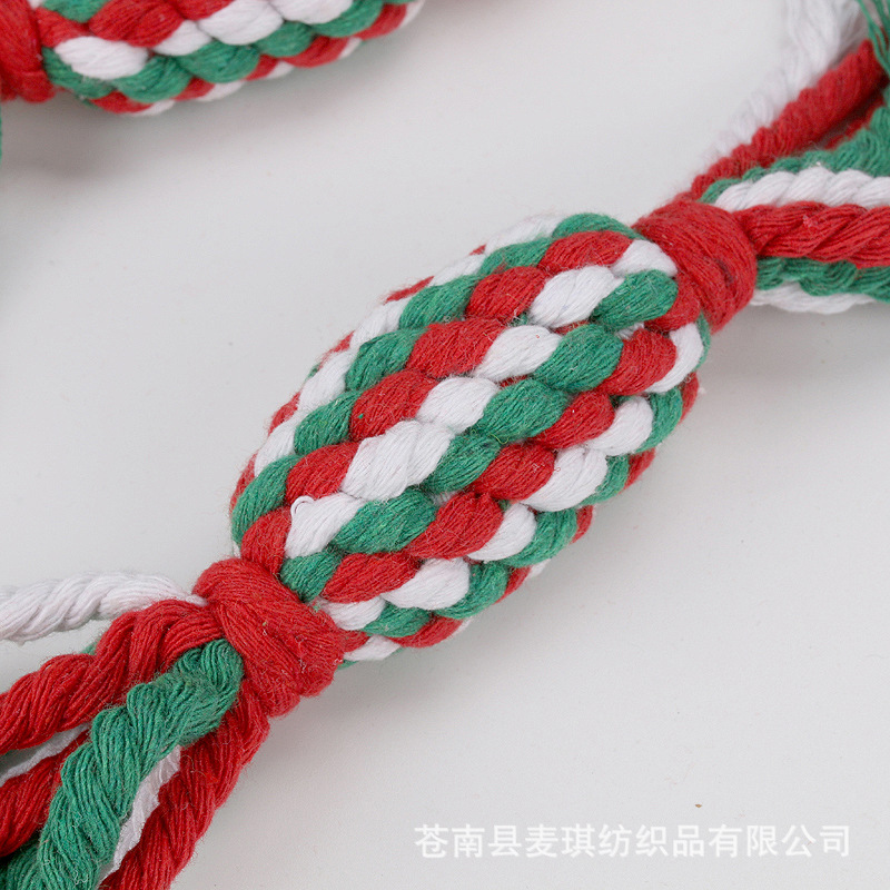 Wholesale Simple Christmas Candy Color Cotton Rope Knot Pet Toy Nihaojewelry display picture 4