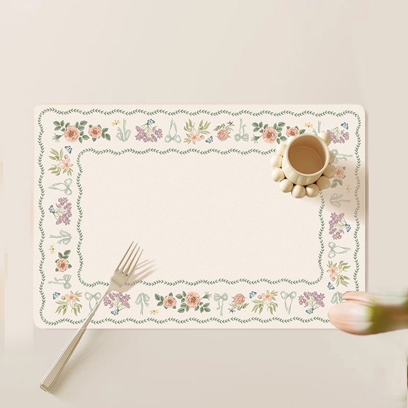 Ins Style French High-End Leather Placemat Anti-Scalding Insulation Mat Waterproof and Oil-Proof Placemat Home Hotel 0.8mm Thick