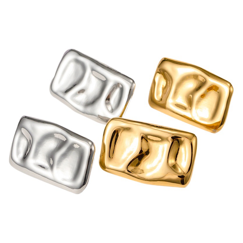 Pendientes de oro de acero de titanio exagerados europeos y americanos de moda para mujer Amazon popular geométrico cuadrado pendientes de oro joyería al por mayor