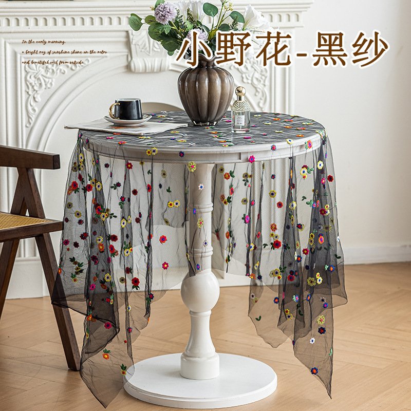 桌布彩色绣花摄影背景道具布蕾丝台布网纱透明装饰布田园小清新|undefined