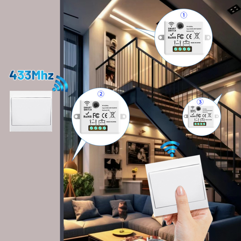 家庭用シングルコントロールおよびダブルコントロール自己生成スマートワイヤレススイッチ配線不要パネルバッテリー不要防水自由に貼り付け可能|undefined