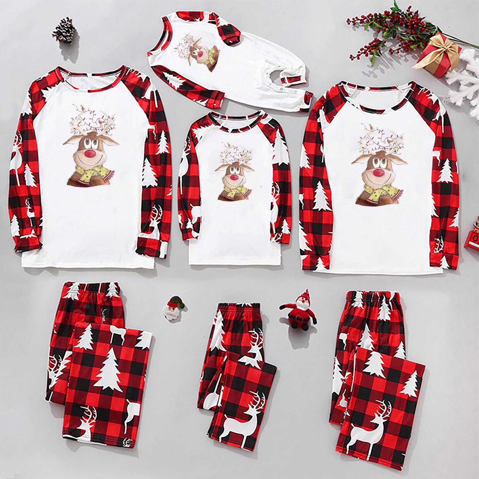 Casual Letter Plaid Cotton Blend Pants Sets Straight Pants T-shirt Family Matching Outfits display picture 4