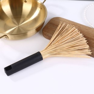 Bamboo Pot Brush for Home Kitchen, Non-Stick Oil Brush for Washing Pots and Dishes, Long-Handle Cleaning Brush for Removing Scale and Grease