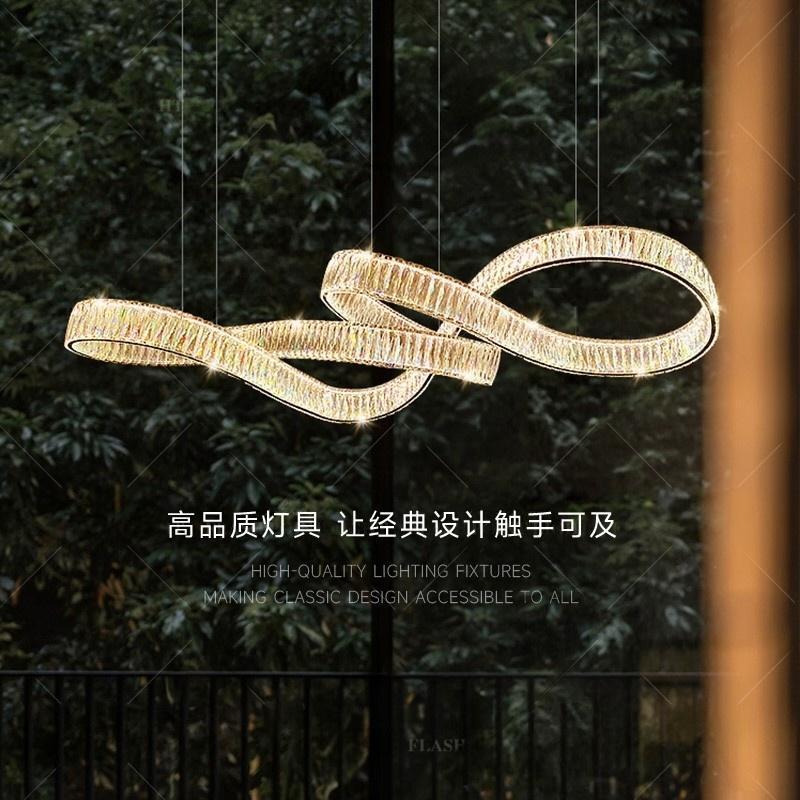 Italian Light Luxury Crystal Ribbon Restaurant Chandelier High-End Atmospheric Villa Dining Table Island Bar Art Designer Living Room