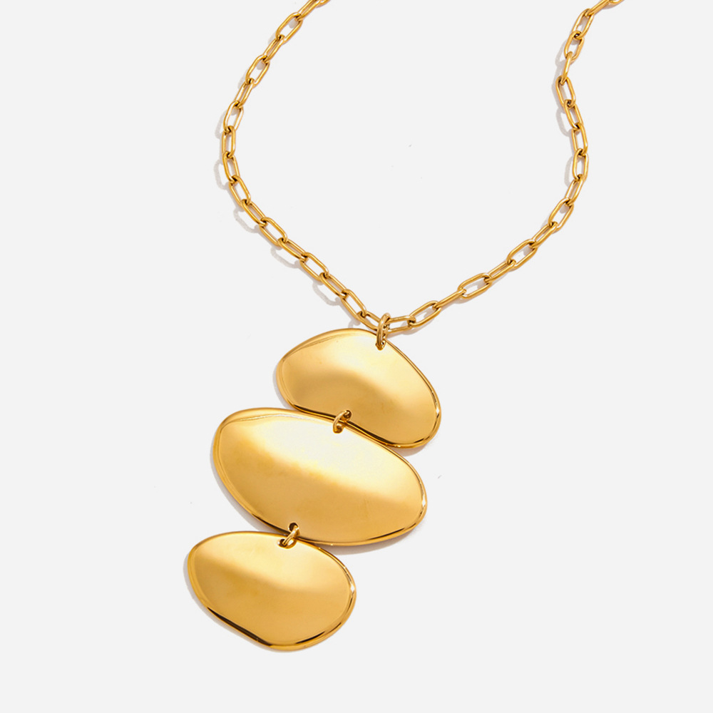 Minimalist Style 18K Stainless Steel Irregular Disc Pendant Necklace Women's Jewelry Light Luxury Cross-Border Accessories