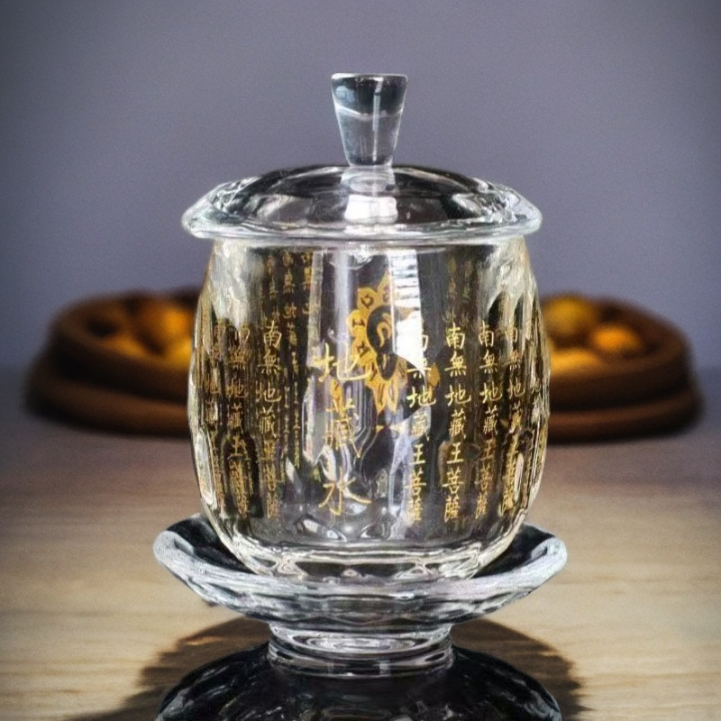供水杯厂家批发大悲咒莲花地藏水圣水杯透明水晶供水杯供水晶|undefined