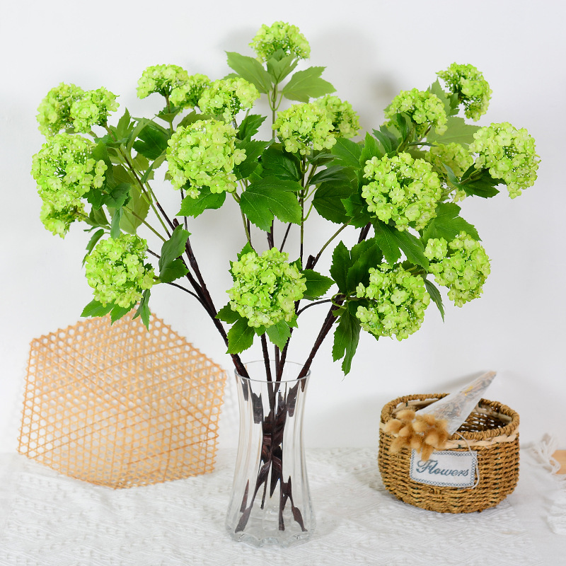 仿真木繡球3頭幸運雪球仿真花繡球婚慶家居擺設裝飾假花跨境