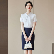 短袖白色衬衫女职业装夏季气质酒店前台接待员餐饮服务员工装衬衣