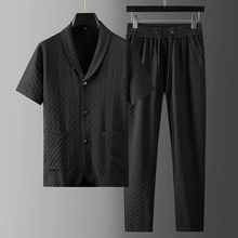 2023新款夏季成熟短袖男装休闲运动套装搭配中老年男士一整套