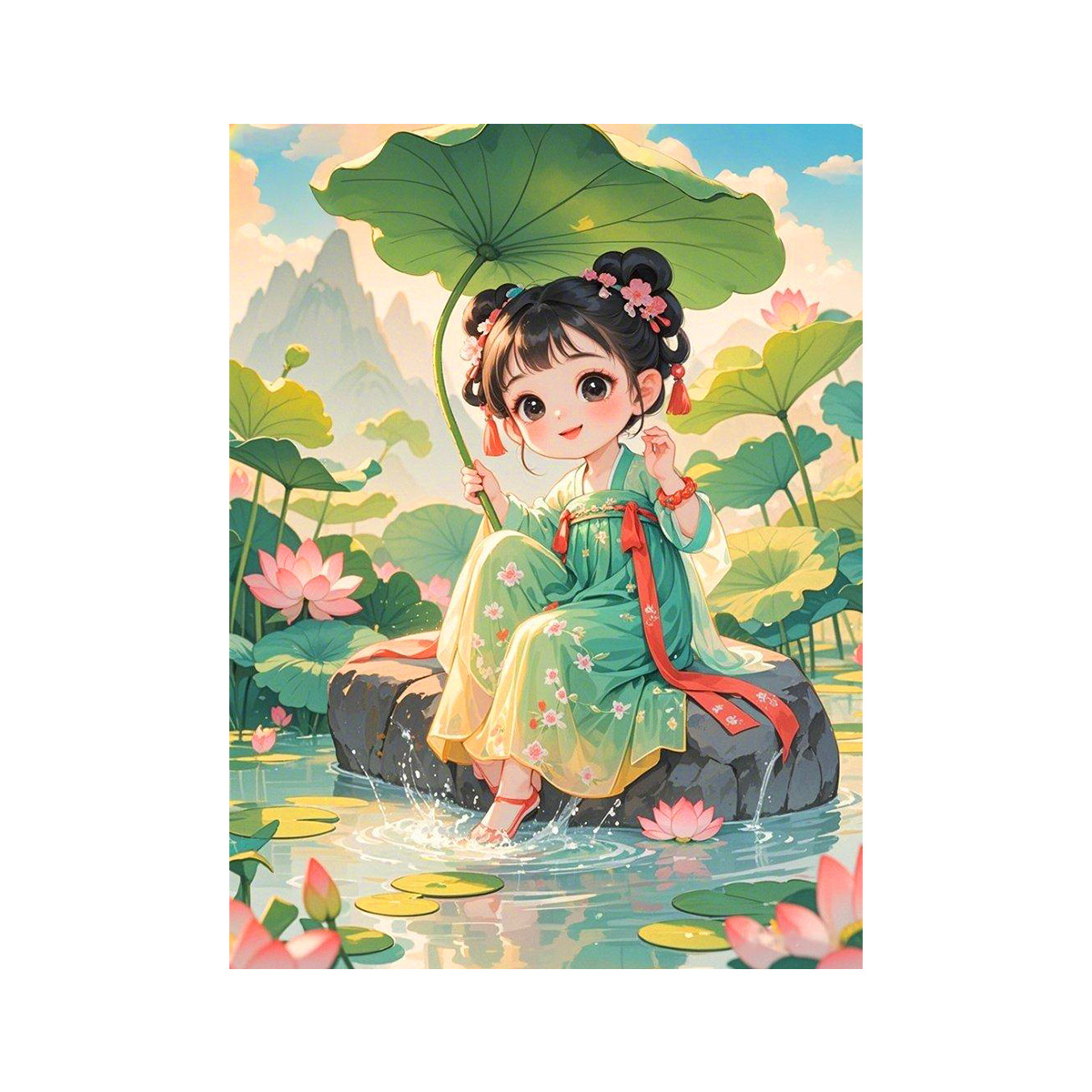 [Algodón importado] Mona Lisa Royal Cross Stitch Verano Lotus Pond Fresco y simple Sala de estar Estudio Bordado hecho a mano image 5