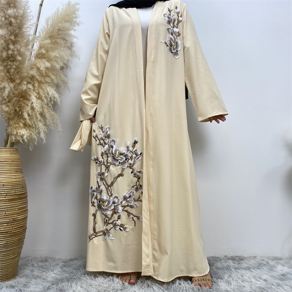 Women's Slim Fit Long Sleeve Cardigan Fashion Robe Embroidered_ecoleips.com