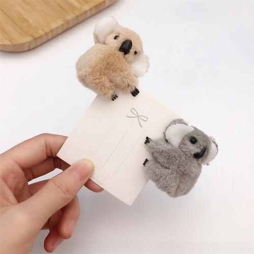 Cute little koala hairpin side plush koala hairpin Internet celebrity same style side clip top clip shark clip small size