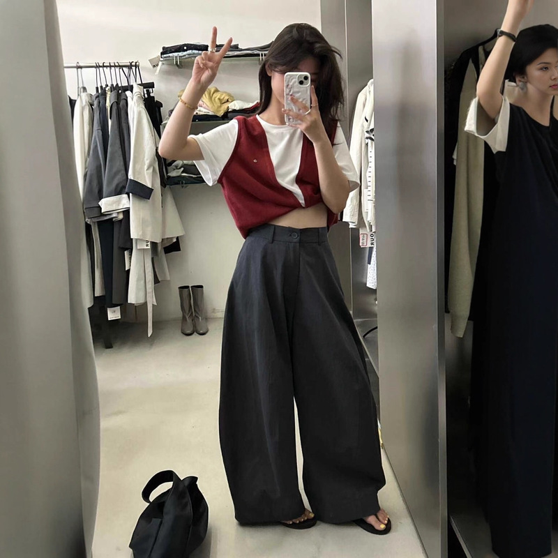 弯刀休闲裤女2025秋季高级感韩系松弛感宽松百搭香蕉镰刀裤子长裤|undefined