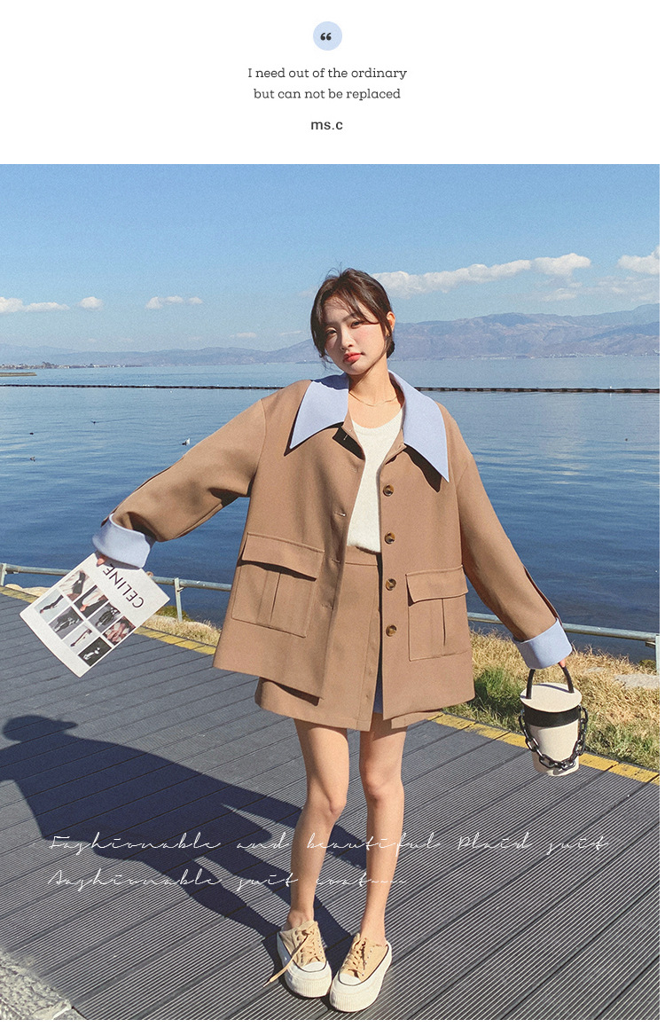 Completo donna blazer e gonna con revers e colore a contrasto due pezzi_voghion.com