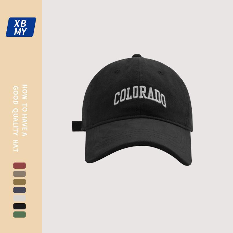 Hochwertige, matte Softtop-Baseballkappe mit aufgestickten Herrenbuchstaben in koreanischer Version, trendigem großem Kopf, kleinem Gesicht,_voghion.com