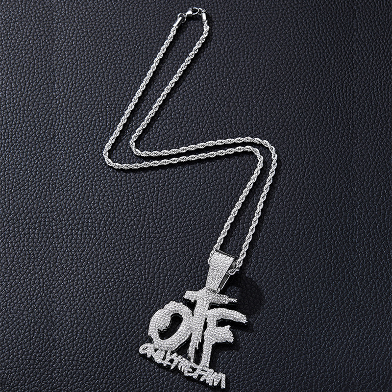 Hip-Hop Letter Alloy Rhinestone Plating Menu0027S Pendant Necklace 1 Piece