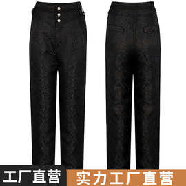休闲百搭装扮时尚黑裤中世纪复古暗纹裤子节日扮演演出服晚会服装