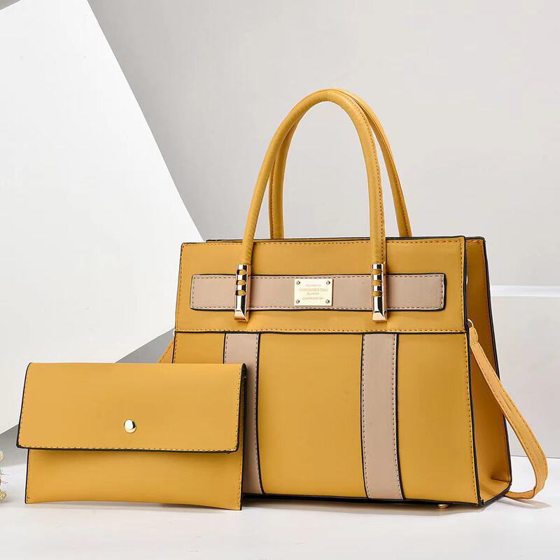 Cross-Border Women's Bags 2026 New European and American Trendy Patchwork Women's Tote Large Bag Fashion Color-Blocking Large Capacity Two-Piece Set