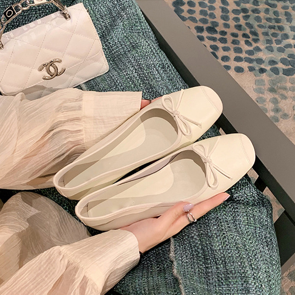 Fashionable cute ballet shoes flat low-cut with bow