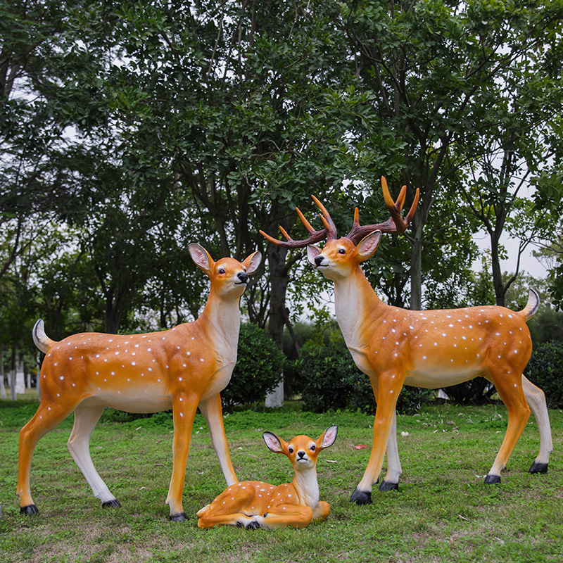 玻璃钢仿真梅花鹿雕塑户外小区售楼部草坪公园林景观动物装饰摆件