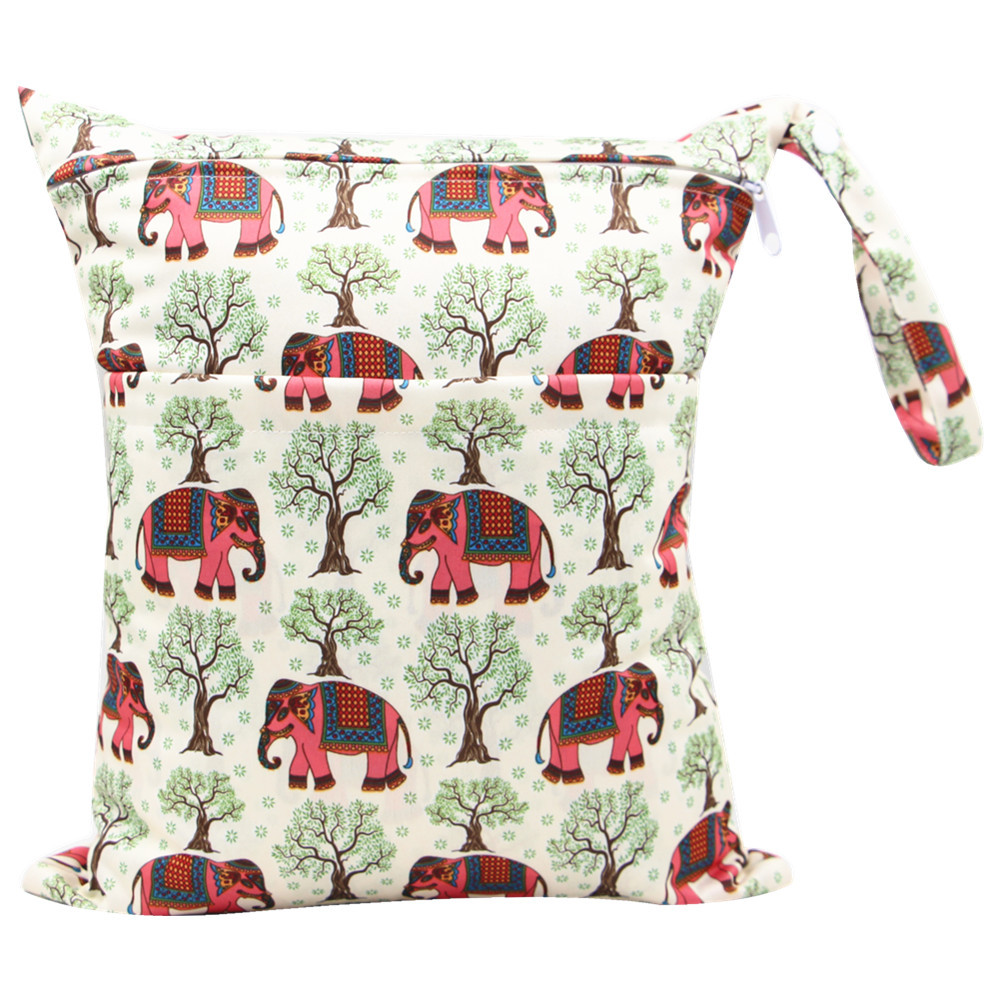 Bolsa de pañales Asenappy Impresión digital bebé doble cremallera impresión impermeable bolsa de pañales aplicación económica