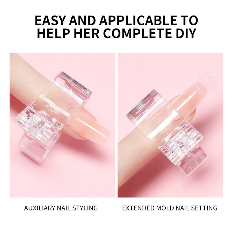 Arte de uñas extensión de cristal pegamento de uñas molde clip de fijación pieza de uñas de cristal que forma el clip pieza de uñas estable no curling herramienta de uñas
