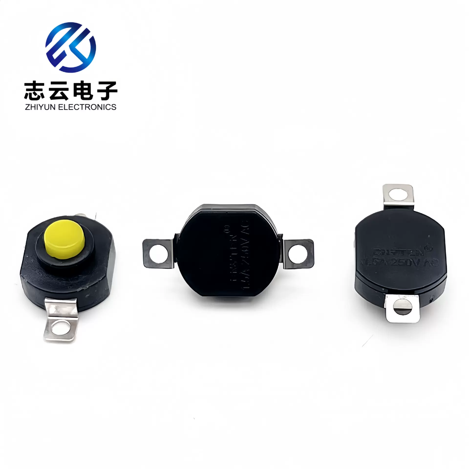 供1412-KD强光手电筒开关14*12mm一开一关两脚自锁按钮黄色头